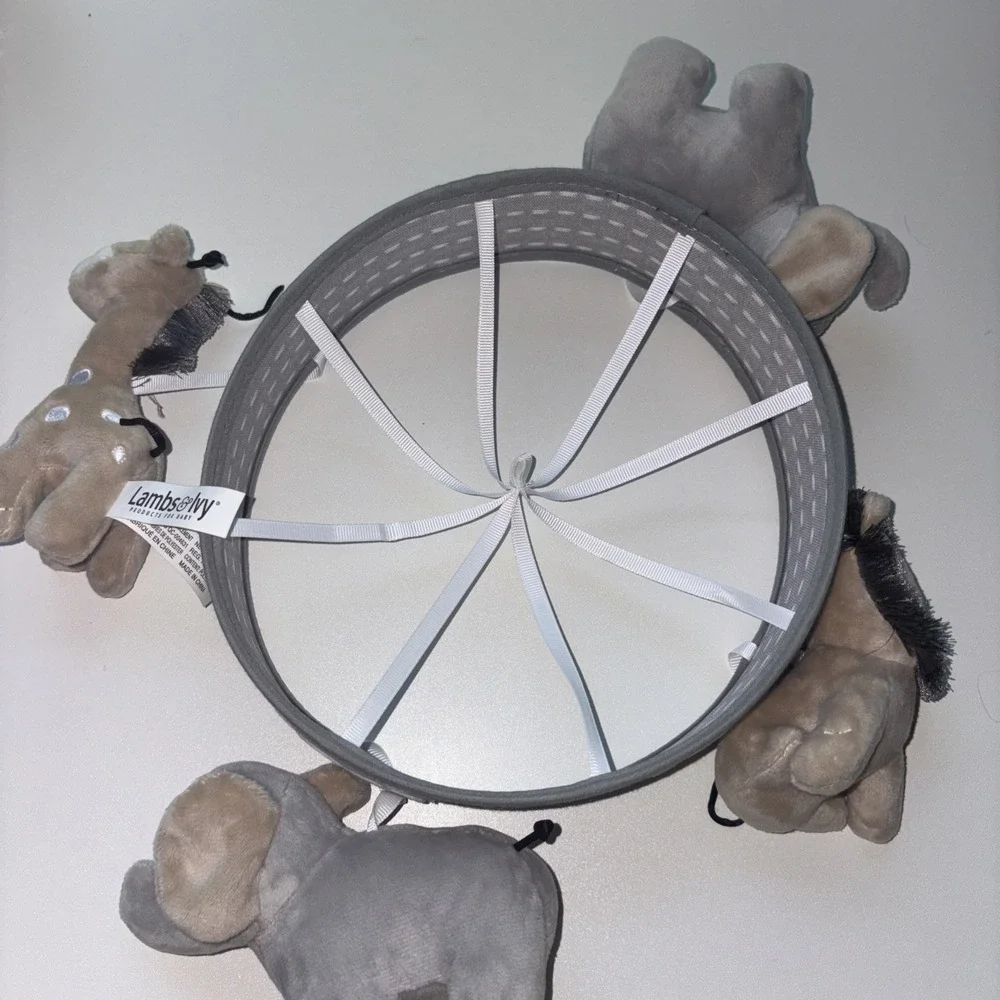 Lambs & Ivy Jungle‎ Safari Baby Crib Mobile-Gray, Beige, Animals replacement
